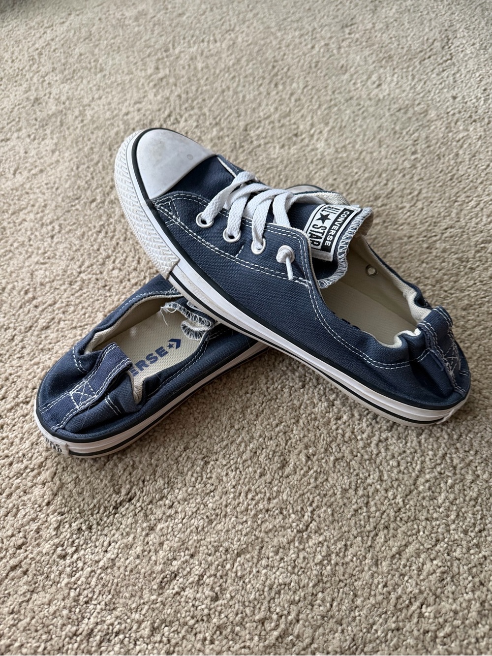 Converse Shoreline Navy and White Canvas Low Top Sneakers